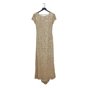 NWT! Adrianna Papell Scoop Back Sequin Gown, Size 8 Petite